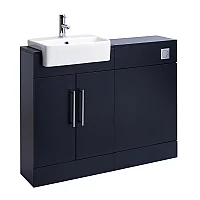 Milano Lurus 1050mm Black Grey Modern Vanity and WC Combination Unit Excluding Pan Chrome TBar Handles