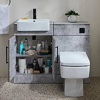 Milano Lurus 1050mm Concrete Grey Modern Vanity and WC Combination Unit with Farington Toilet Black TBar Handles