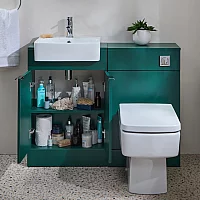 Milano Lurus 1050mm Dark Green Modern Vanity and WC Combination Unit with Farington Toilet Chrome Finger Pull Handles