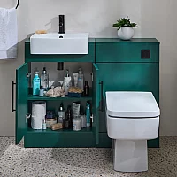 Milano Lurus 1050mm Dark Green Modern Vanity and WC Combination Unit with Farington Toilet Black TBar Handles
