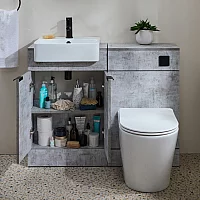 Milano Lurus 1050mm Concrete Grey Modern Vanity and WC Combination Unit with Colby Toilet Black Finger Pull Handles