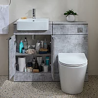 Milano Lurus 1050mm Concrete Grey Modern Vanity and WC Combination Unit with Colby Toilet Chrome Finger Pull Handles