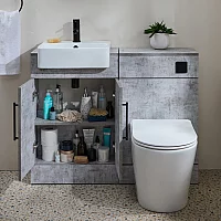 Milano Lurus 1050mm Concrete Grey Modern Vanity and WC Combination Unit with Colby Toilet Black TBar Handles