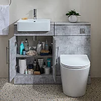 Milano Lurus 1050mm Concrete Grey Modern Vanity and WC Combination Unit with Colby Toilet Chrome TBar Handles