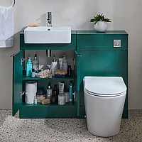 Milano Lurus 1050mm Dark Green Modern Vanity and WC Combination Unit with Colby Toilet Chrome Finger Pull Handles
