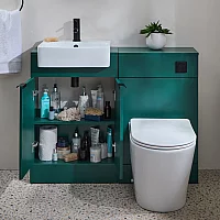Milano Lurus 1050mm Dark Green Modern Vanity and WC Combination Unit with Colby Toilet Black Finger Pull Handles