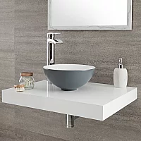 Milano Altcar Stone Grey Modern Round Countertop Basin 280mm x 280mm No TapHoles