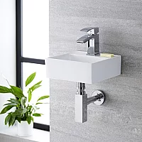 Milano Dalton White Modern Square Wall Hung Basin 280mm x 280mm 1 TapHole
