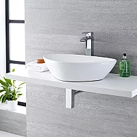 Milano Select White Modern Countertop Basin with High Rise Mixer Tap 590mm x 390mm