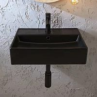 Milano Elements Graphite Rectangular Wall Hung Basin 500mm x 350mm 1 Tap Hole