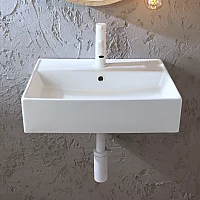Milano Elements Chalk Rectangular Wall Hung Basin 500mm x 350mm 1 Tap Hole