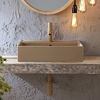 Milano Elements Sand Rectangular Countertop Basin 500mm x 350mm 1 Tap Hole