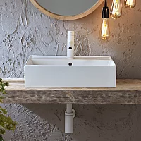 Milano Elements Chalk Rectangular Countertop Basin 500mm x 350mm 1 Tap Hole