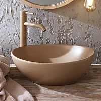 Milano Elements Sand Oval Countertop Basin 405mm x 330mm No TapHoles