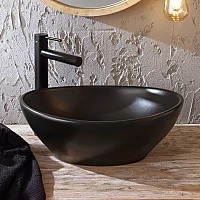 Milano Elements Graphite Oval Countertop Basin 405mm x 330mm No TapHoles