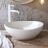 Milano Elements Chalk Oval Countertop Basin 405mm x 330mm No TapHoles
