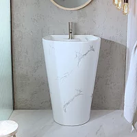Milano Axton Marble Effect Modern Freestanding Basin 535mm x 480mm 1 Tap Hole