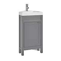 Milano Aston Light Grey 450mm Traditional Cloakroom Corner Vanity Unit with Basin and Chrome Modern Finger Pull Handle