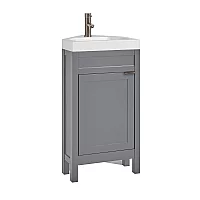 Milano Aston Light Grey 450mm Traditional Cloakroom Corner Vanity Unit with Basin and Aged Bronze Modern Finger Pull Handle