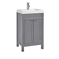 Milano Aston Light Grey 500mm Traditional Vanity Unit with Basin and Chrome Modern Finger Pull Handles