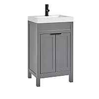 Milano Aston Light Grey 500mm Traditional Vanity Unit with Basin and Black Modern Finger Pull Handles
