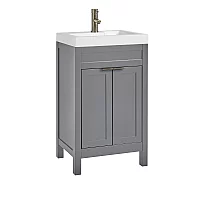 Milano Aston Light Grey 500mm Traditional Vanity Unit with Basin and Aged Gold Modern Finger Pull Handles