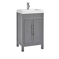 Milano Aston Light Grey 500mm Traditional Vanity Unit with Basin and Chrome Modern TBar Handles