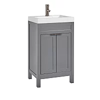 Milano Aston Light Grey 500mm Traditional Vanity Unit with Basin and Aged Bronze Modern Finger Pull Handles