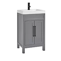 Milano Aston Light Grey 500mm Traditional Vanity Unit with Basin and Black Modern TBar Handles