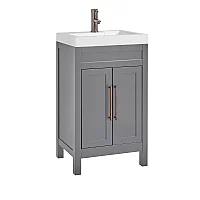 Milano Aston Light Grey 500mm Traditional Vanity Unit with Basin and Aged Bronze Modern TBar Handles