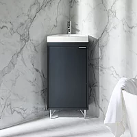 Milano Edge 450mm Modern Cloakroom Corner Vanity Unit with Basin Choice of Finish and Handles