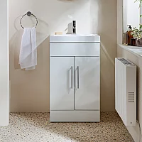 Milano Lurus White 500mm Modern Vanity Unit with Basin and Chrome TBar Handles
