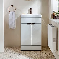Milano Lurus White 500mm Modern Vanity Unit with Basin and Aged Bronze Finger Pull Handles