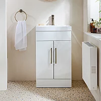 Milano Lurus White 500mm Modern Vanity Unit with Basin and Aged Gold TBar Handles
