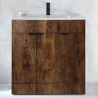 Milano Lurus Dark Oak 810mm Modern Vanity Unit with Basin and Black Finger Pull Handles