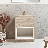 Milano Bexley 612mm Light Oak Open Shelf Vanity Unit with Sand Basin