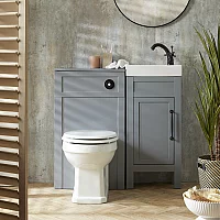 Milano Aston Light Grey 400mm Traditional Vanity Unit with Basin and WC Unit with Richmond Back to Wall Toilet Choice of Handles