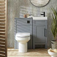 Milano Aston Light Grey 400mm Traditional Vanity Unit with Basin and WC Unit with Ballam Back to Wall Toilet Choice of Handles