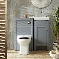 Milano Aston Light Grey 400mm Traditional Vanity Unit with Basin and Classic Round Chrome Handle and WC Unit with Richmond Back to Wall Toilet