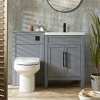 Milano Aston Light Grey 600mm Traditional Vanity Unit with Basin and WC Unit with Ballam Back to Wall Toilet Choice of Handles