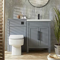 Milano Aston Light Grey 600mm Traditional Vanity Unit with Basin and WC Unit with Elswick Back to Wall Toilet Choice of Handles