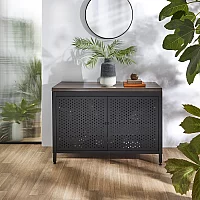 Milano Beswick Black Metal 1200mm Vanity Unit with Dark Oak Countertop