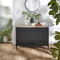 Milano Beswick Black Metal 1200mm Vanity Unit with Light Oak Countertop