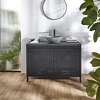 Milano Beswick Black Metal 1200mm Vanity Unit with Elements Basin Choice of Basin and Countertop Finish