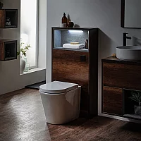 Milano Bexley 600mm WC Unit with Rivington Back to Wall Toilet Dark Oak