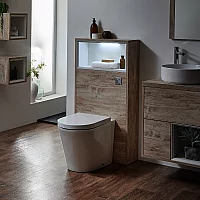 Milano Bexley 600mm WC Unit with Rivington Back to Wall Toilet Light Oak