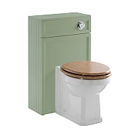 Milano Thornton Pastel Green Traditional WC Unit with Richmond Back to Wall Toilet Chrome Flush and Oak Seat