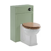 Milano Thornton Pastel Green Traditional WC Unit with Richmond Back to Wall Toilet Black Flush and Oak Seat