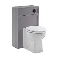 Milano Thornton Light Grey Traditional WC Unit with Richmond Back to Wall Toilet Black Flush and White Seat