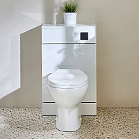 Milano Lurus White Modern 500mm WC Unit with Select Toilet Black Flush